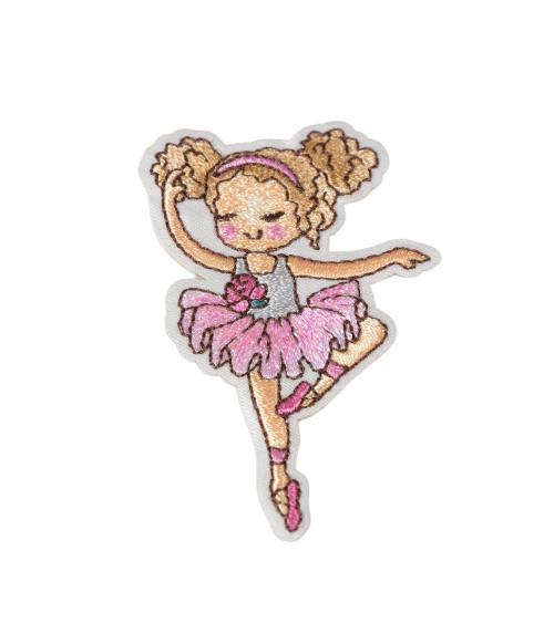 Iron-on patch ballerinas pink ballerina 6.5cm x 4.5cm