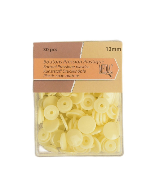 Pack of 30 100% plastic Ivory snap buttons 12mm