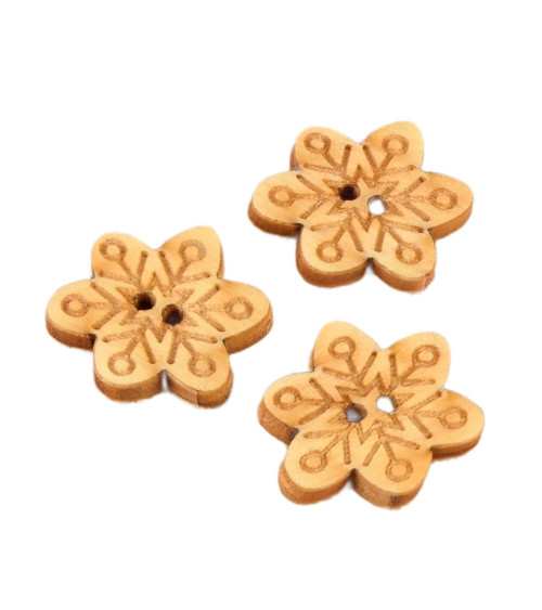 Wooden button 2cm x 1.8cm snowflake