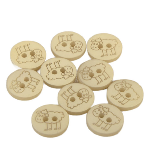 2-hole sheep button 15mm Beige