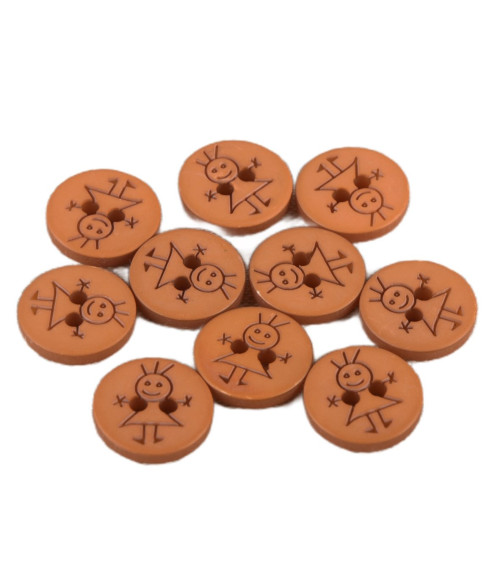 2-hole girl button 15mm rust orange