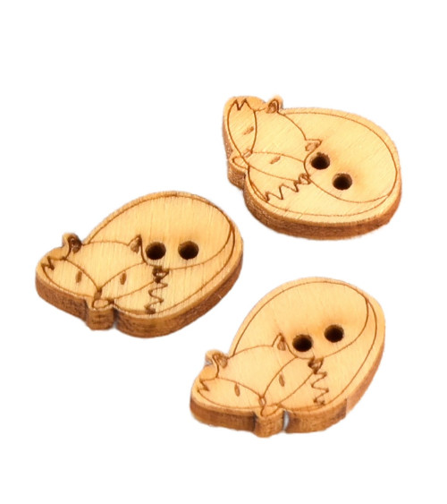 Set of 6 wooden buttons 2cm x 1.8cm fox