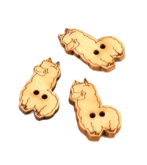 Set of 6 wooden buttons 2cm x 1.8cm lama