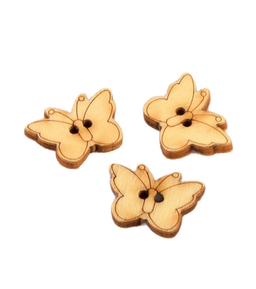 Set mit 6 Holzknöpfen, 2 cm x 1,8 cm, Schmetterling