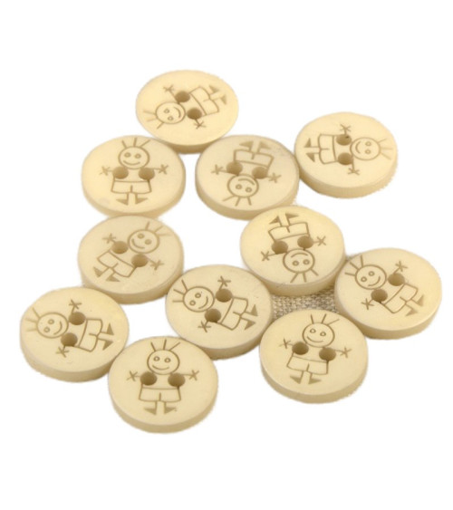 Set di 6 bottoni da ragazzo a 2 fori da 15 mm Stone Beige