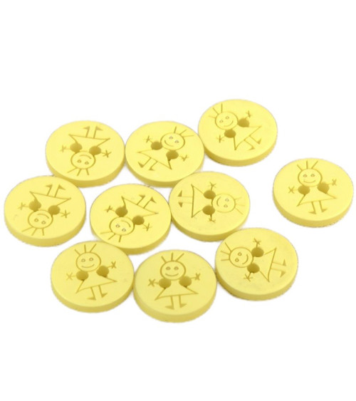 Set di 6 bottoni a 2 fori per bambina 15 mm Giallo Mimosa