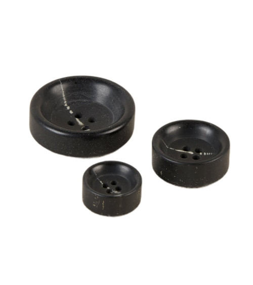 Set of 6 thick black 4-hole buttons