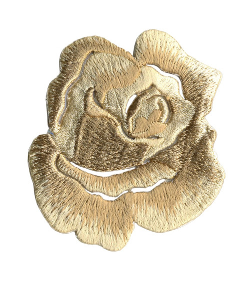 Set of 3 small beige rose iron-on patches