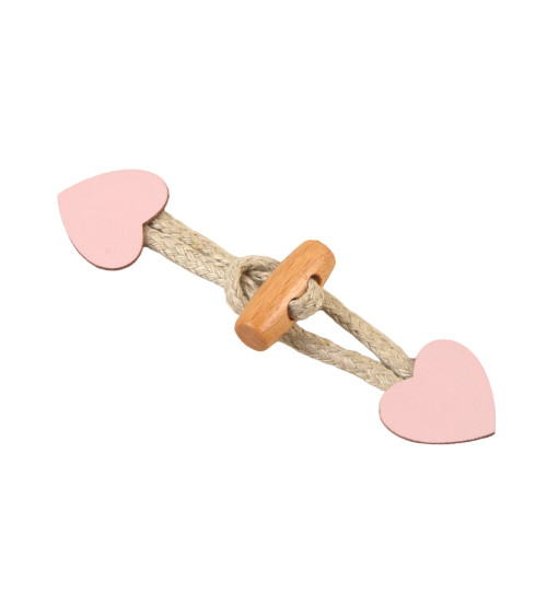 Set of 4 baby pink faux leather heart-shaped frogs 2.4cm x 10cm