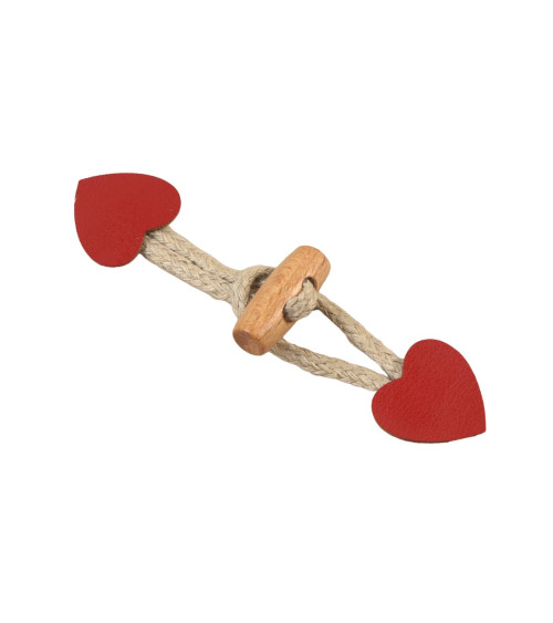 Set di 4 rane a cuore rosse in ecopelle 2,4 cm x 10 cm