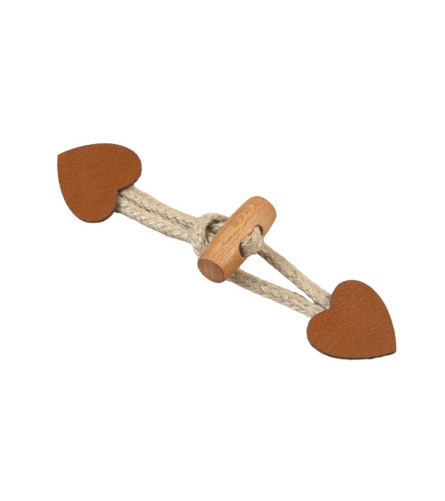 Set of 4 heart-shaped faux leather frogs in Havana brown 2.4cm x 10cm