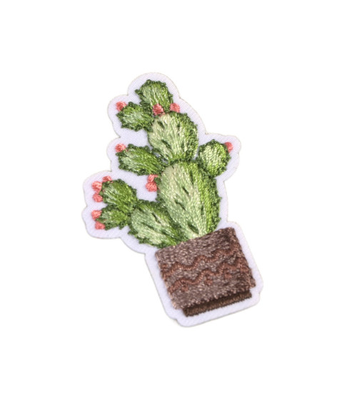 Set de 3 parches termoadhesivos de cactus con punto rosa 5,5 cm x 3,5 cm