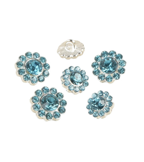 Turquoise blue rhinestone button