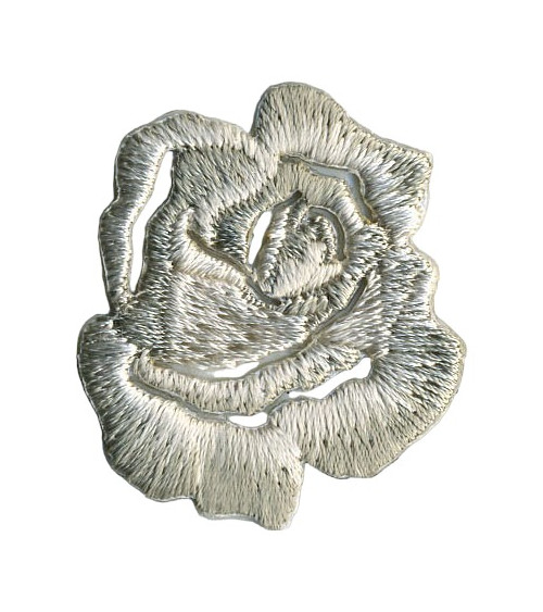 Set of 3 small grey rose iron-on patches