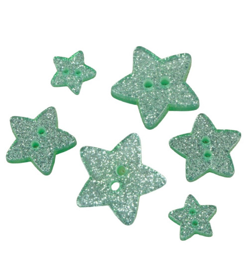 Sea green glitter star button