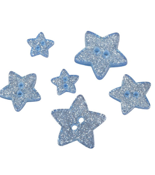 Bottone stella glitter blu cielo