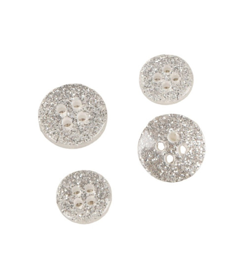 Silver glittery round button