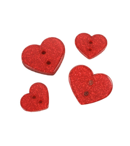 Red glitter heart button