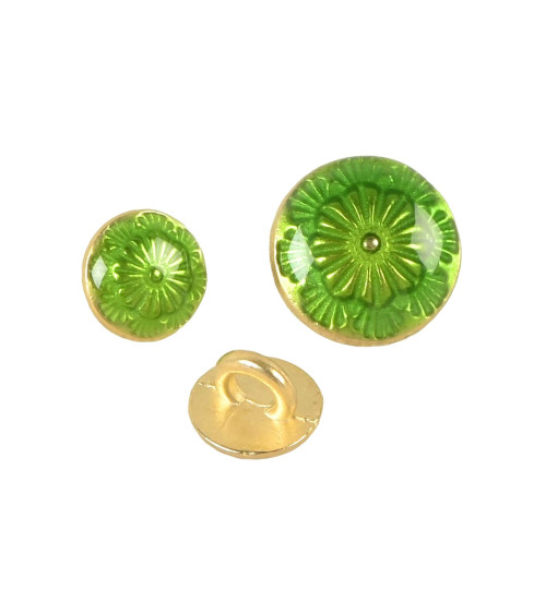 Normandy green lacquered metal button