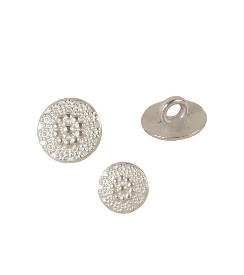 Silver flower metal button