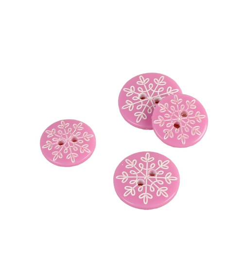 2-hole pink snowflake button