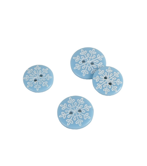 2-hole sky blue snowflake button