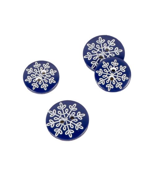 Navy blue snowflake 2-hole button