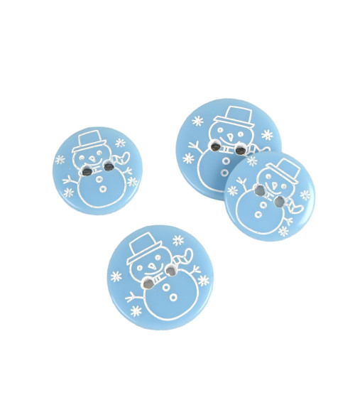 2-hole sky blue snowman button