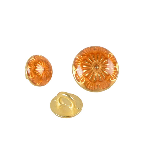 Set mit 6 orange lackierten Metallknöpfen