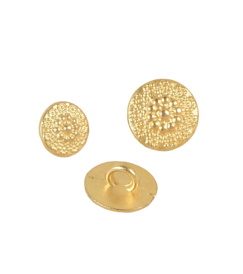 Set of 6 gold flower metal buttons