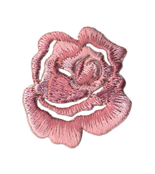 Set of 3 small pink rose iron-on patches