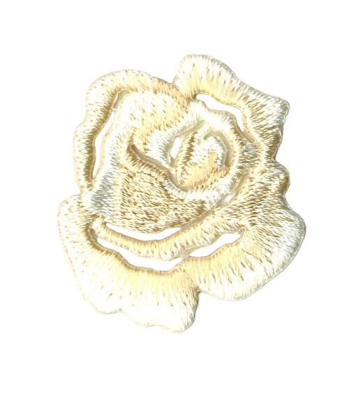 Set of 3 iron-on patches, small ecru rose