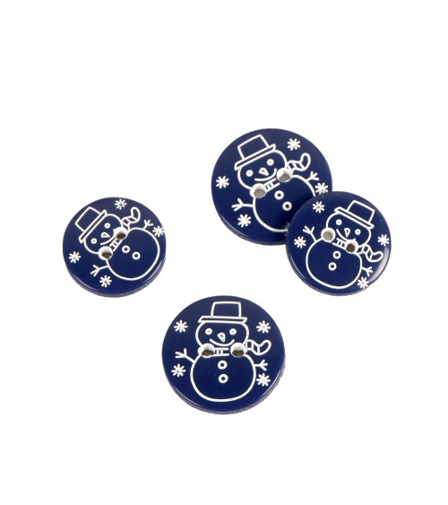 Set of 6 navy blue snowman 2-hole buttons