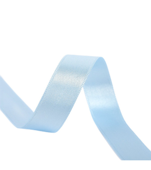 40m spool of double-sided satin ribbon made in France, blue