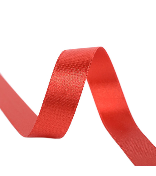 40m spool of double-sided satin ribbon made in France, red