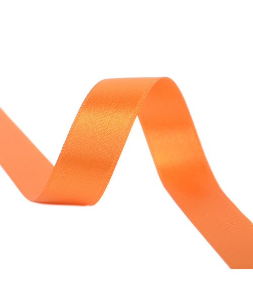 40m spool of double-sided satin ribbon made in France orange-red