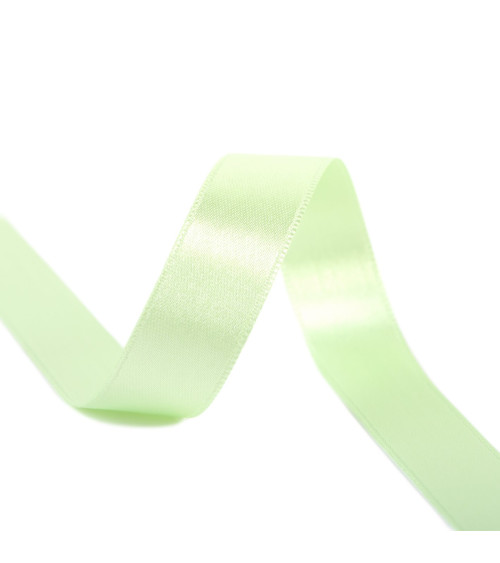 Spool of 40m double-sided satin ribbon made in France, nile green