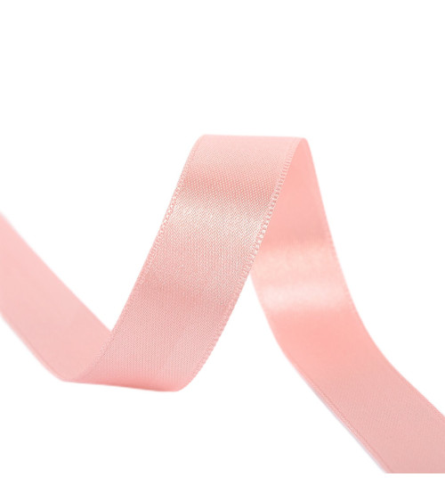 Spool of 40m double-sided satin ribbon made in France salmon