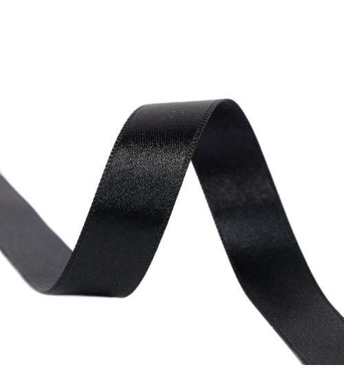 40m spool of double-sided satin ribbon made in France, black