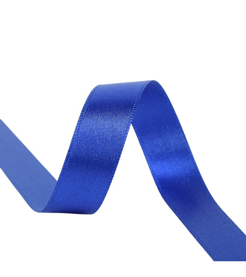 Spool of 40m double-sided satin ribbon made in France, royal blue