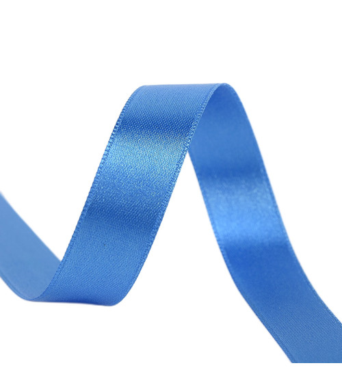 Spool of 40m double-sided satin ribbon made in France, dark sea blue