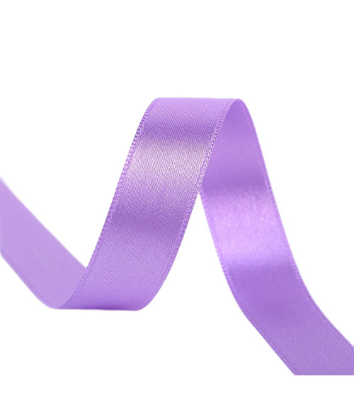 Spool of 40m double-sided satin ribbon made in France, mauve