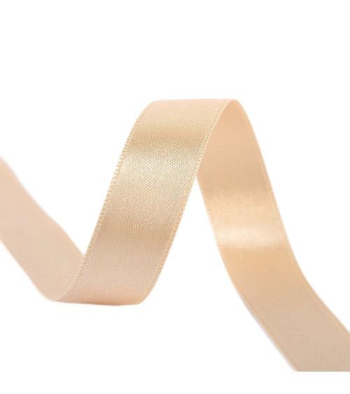 40m spool of double-sided satin ribbon made in France beige