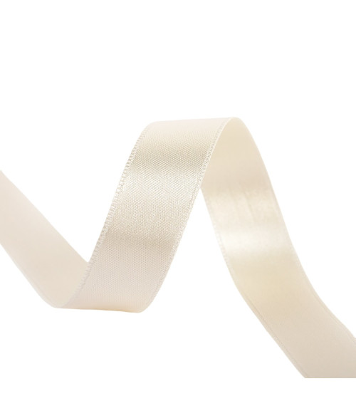 40m spool of double-sided satin ribbon made in France, ecru