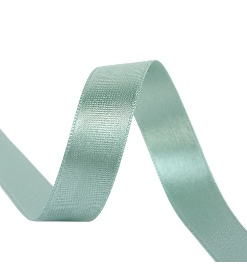 Spool of 40m double-sided satin ribbon made in France, light khaki green