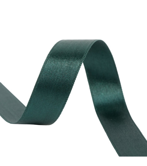 40m spool of double-sided satin ribbon made in France green