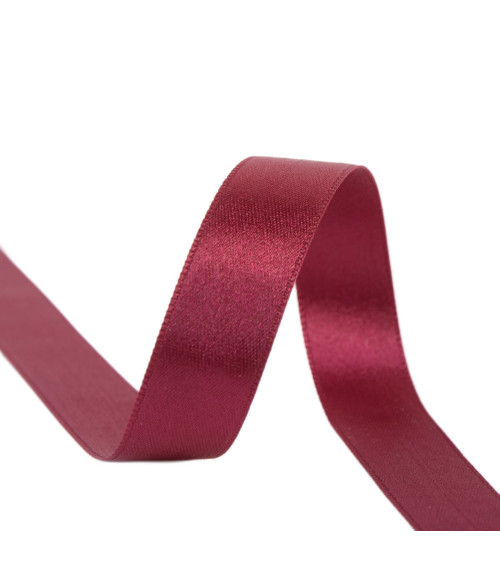 40m spool of double-sided satin ribbon made in France, Burgundy