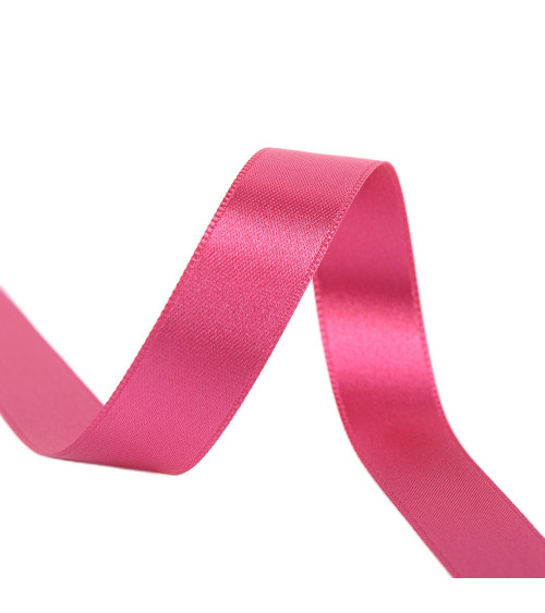 Spool of 40m double-sided satin ribbon made in France fuchsia