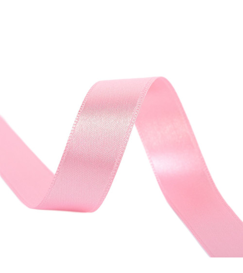 40m spool of double-sided satin ribbon made in France, light pink