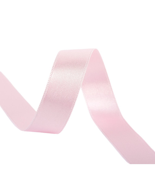 40m spool of double-sided satin ribbon made in France, pink